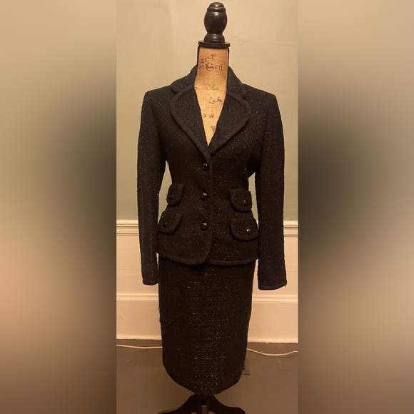 Black Sparkly Kasper Skirt Suit